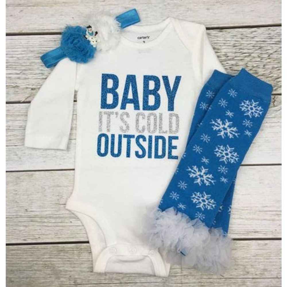 NEW- Baby Girl's Baby It's Cold Outside 3 Piece Outfit-